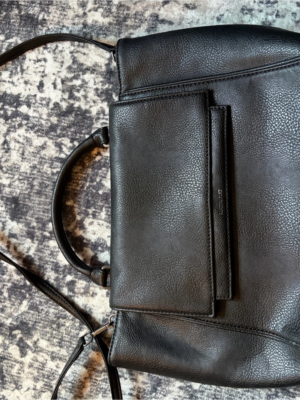 Black Pebbled Leather Shoulder Bag for Women